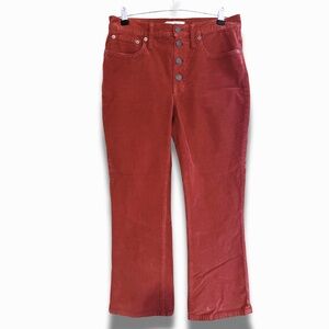 Madewell Cali Demi-Boot Corduroy Pants Ankle Flare Canterbury Red Size 28 EUC
